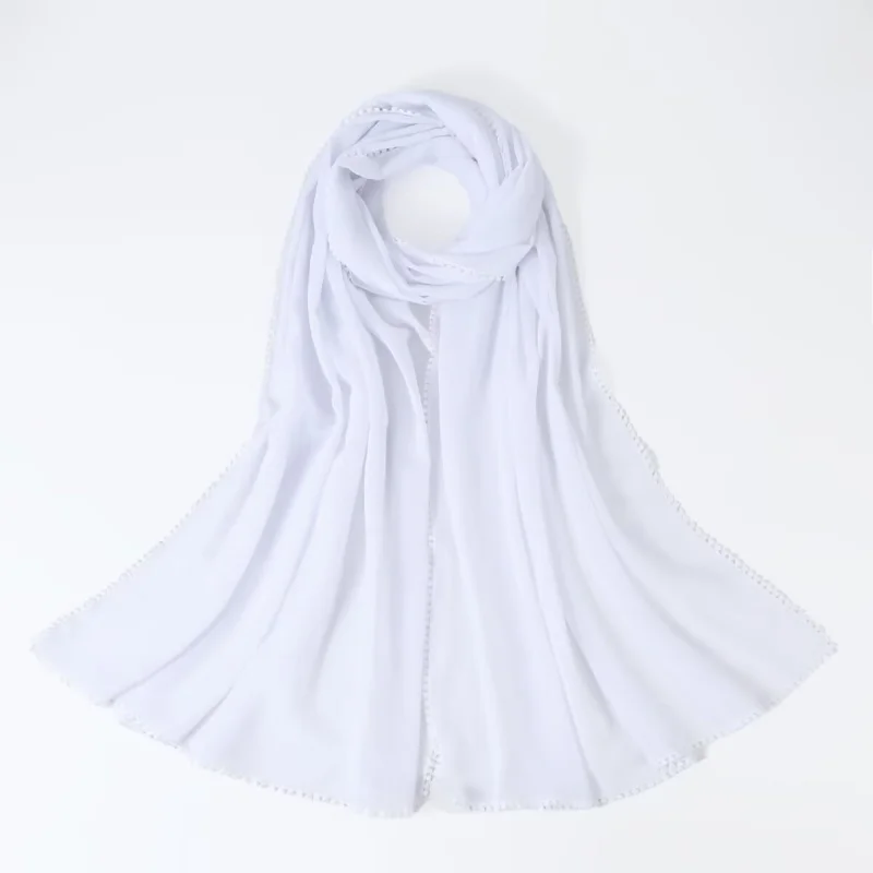 Chiffon Muslim Hijab Delicate Floral Embroidered Scarf Soft Breathable Bandana Elegant Head Wrap for Bridal Shower Daily Wear view 6