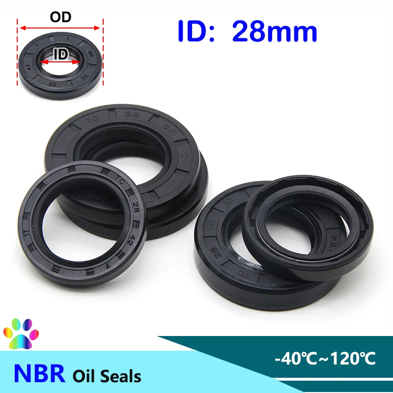 Black NBR Oil Seals Gasket ID 28mm TC-28*35/38/40/42/45/47/48/50/52/55/56/62*4/5/7/8/10/12mm Nitrile Rubber Shaft Double Lip