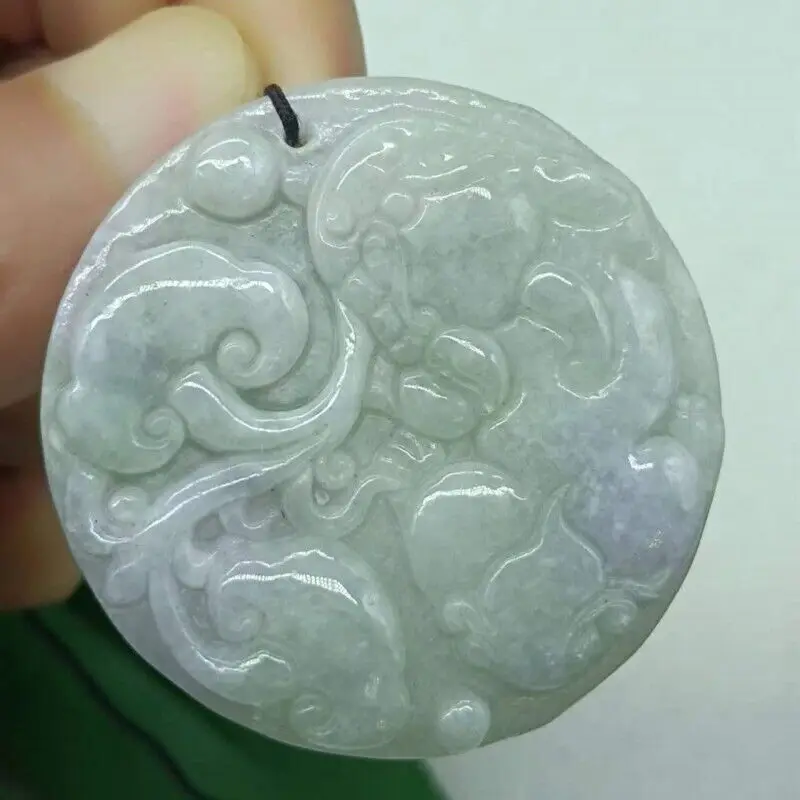 Certified Light Green Light Purple Natural A Jade Jadeite Pixiu Pendant Pixiu