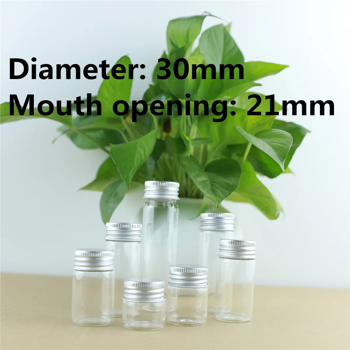 Glass tube 24 PCS/lot Transparent Glass Bottles Diameter 30mm Aluminum Cap Cute Jars Vials DIY Craft Container DIY Bottles