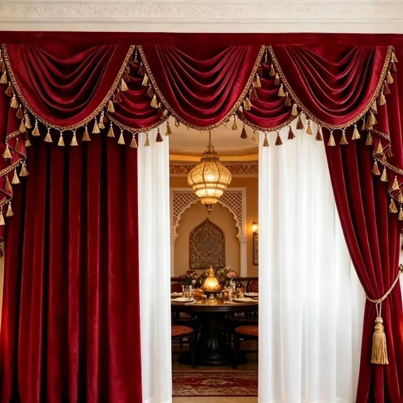 Custom Size French Light Luxury Retro Velvet Elegant Curtains and Romantic Palace Water Wave Head Living Room and Bedroom Decor
