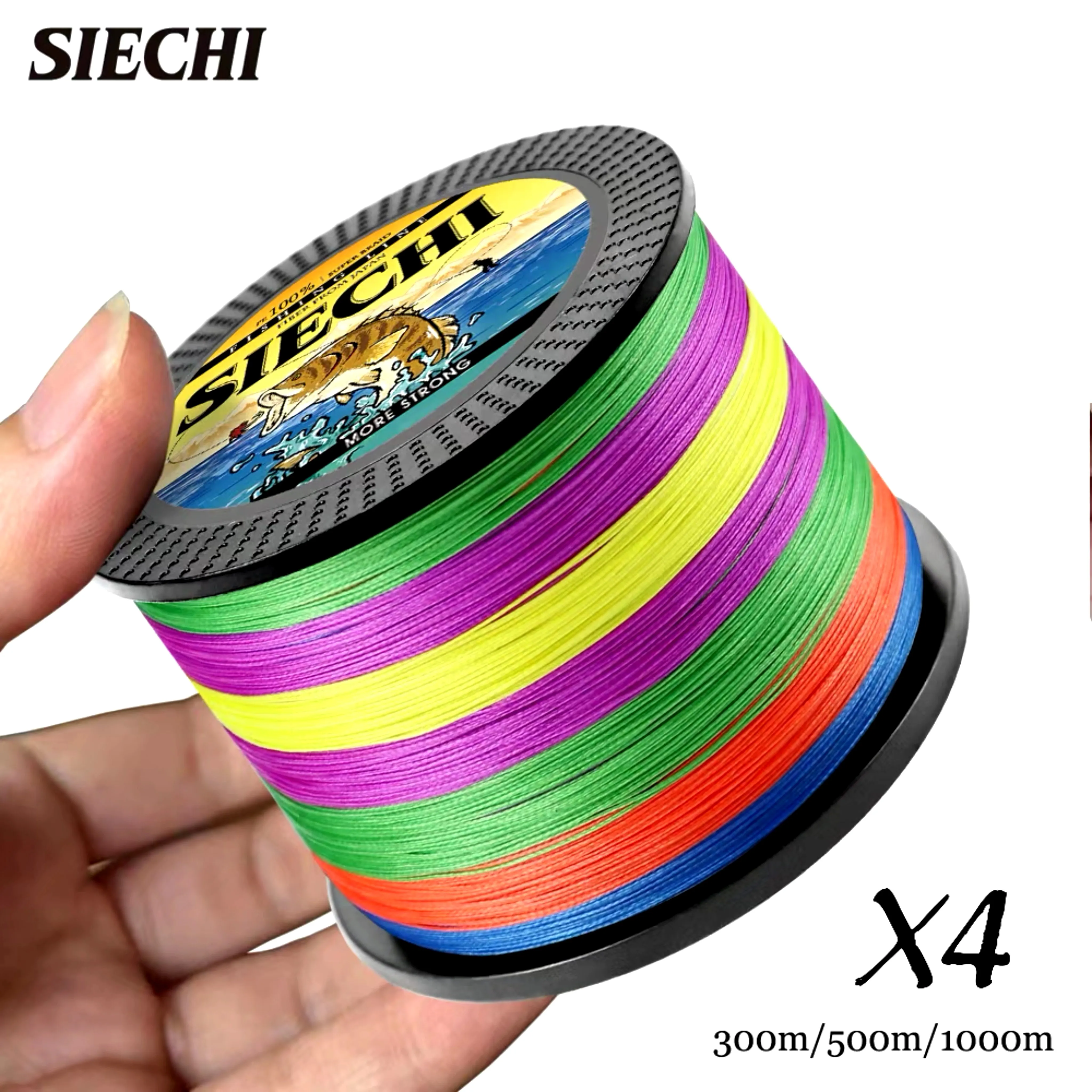 SIECHI 4 Strands Braided Pe Fishing Line Multifilament X4 300M 500M 1000M 100M Carp Japanese Wire Fly Sea Saltwater Pesca