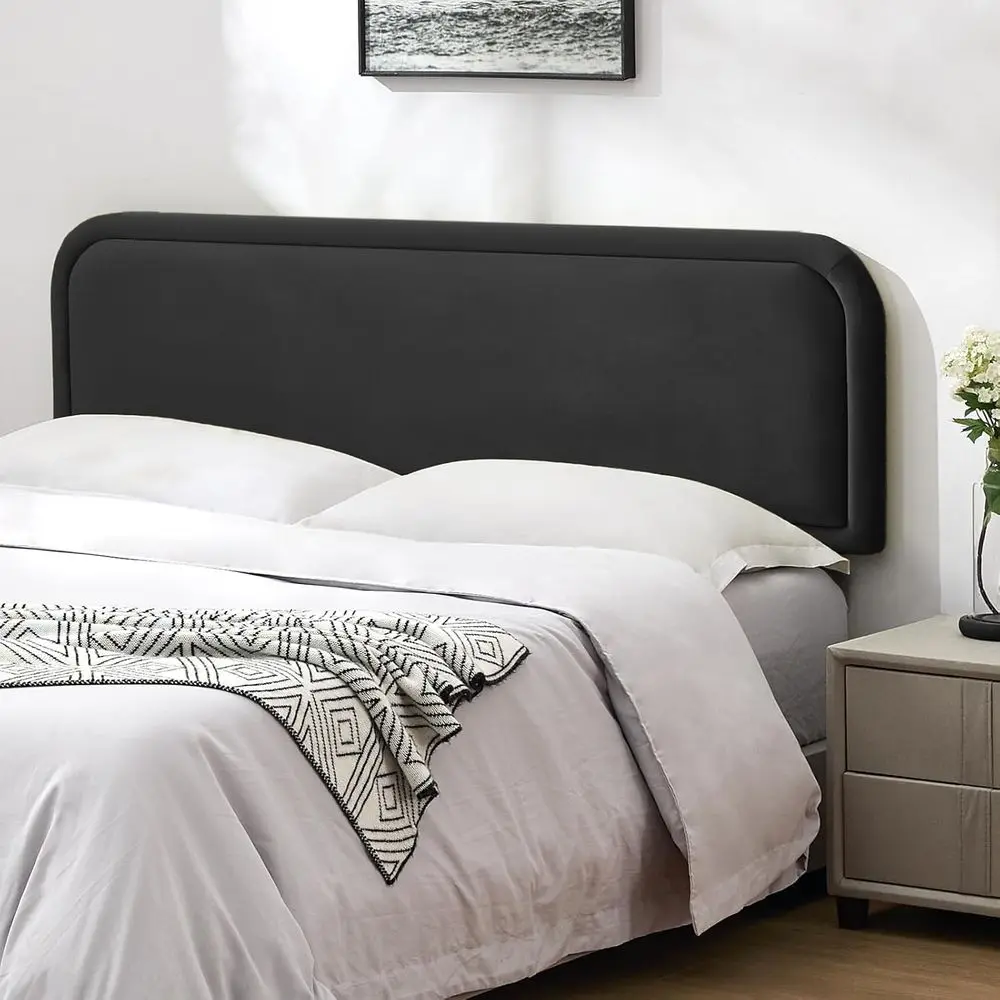 

Queen Size Upholstered Bed Frame with Durable Metal Legs, 41-49 Adjustable Height, Solid Wood Bed Board, Black