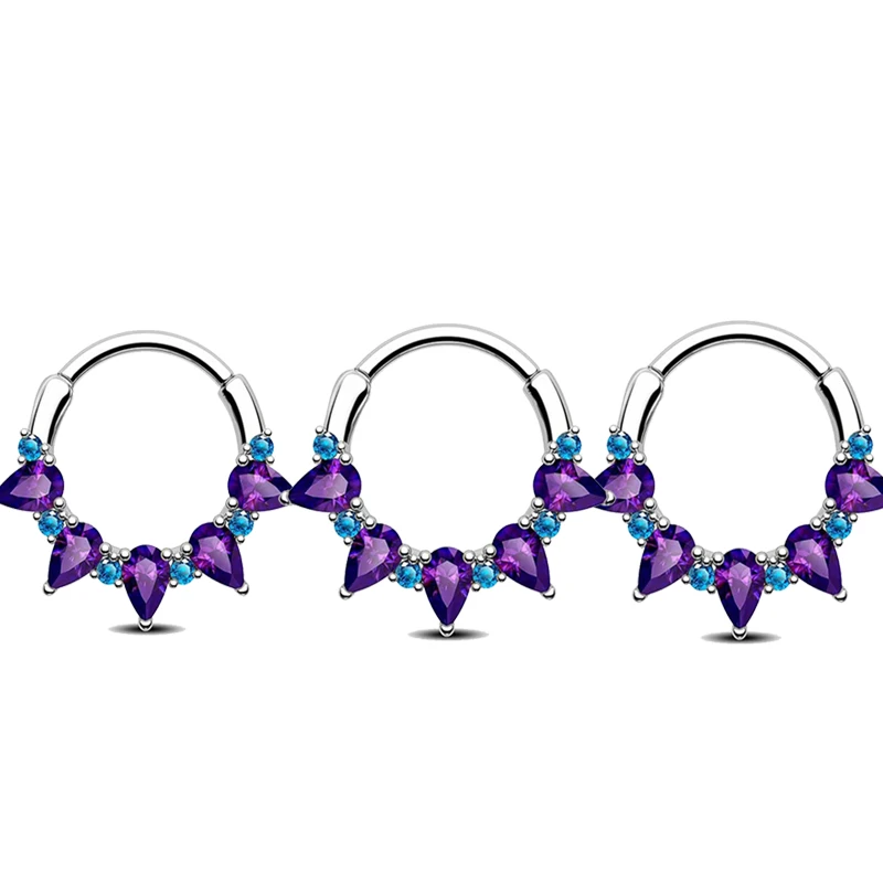 Zircon Nose Ring Hoop with Gemstone Design