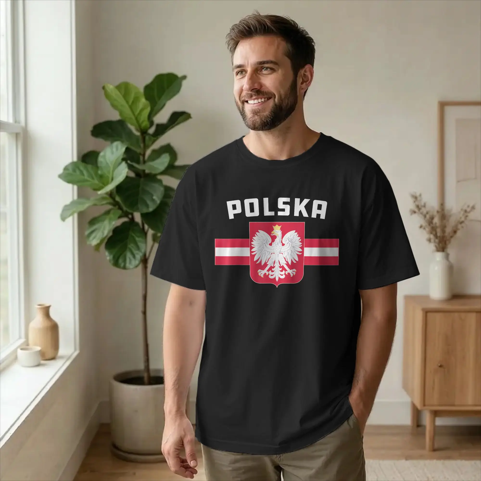 Fashion Polish Eagle Coat of Arms Poland T-Shirts Men Crewneck Cotton T Shirt Polska Short Sleeve Tee Shirt Gift merchandise