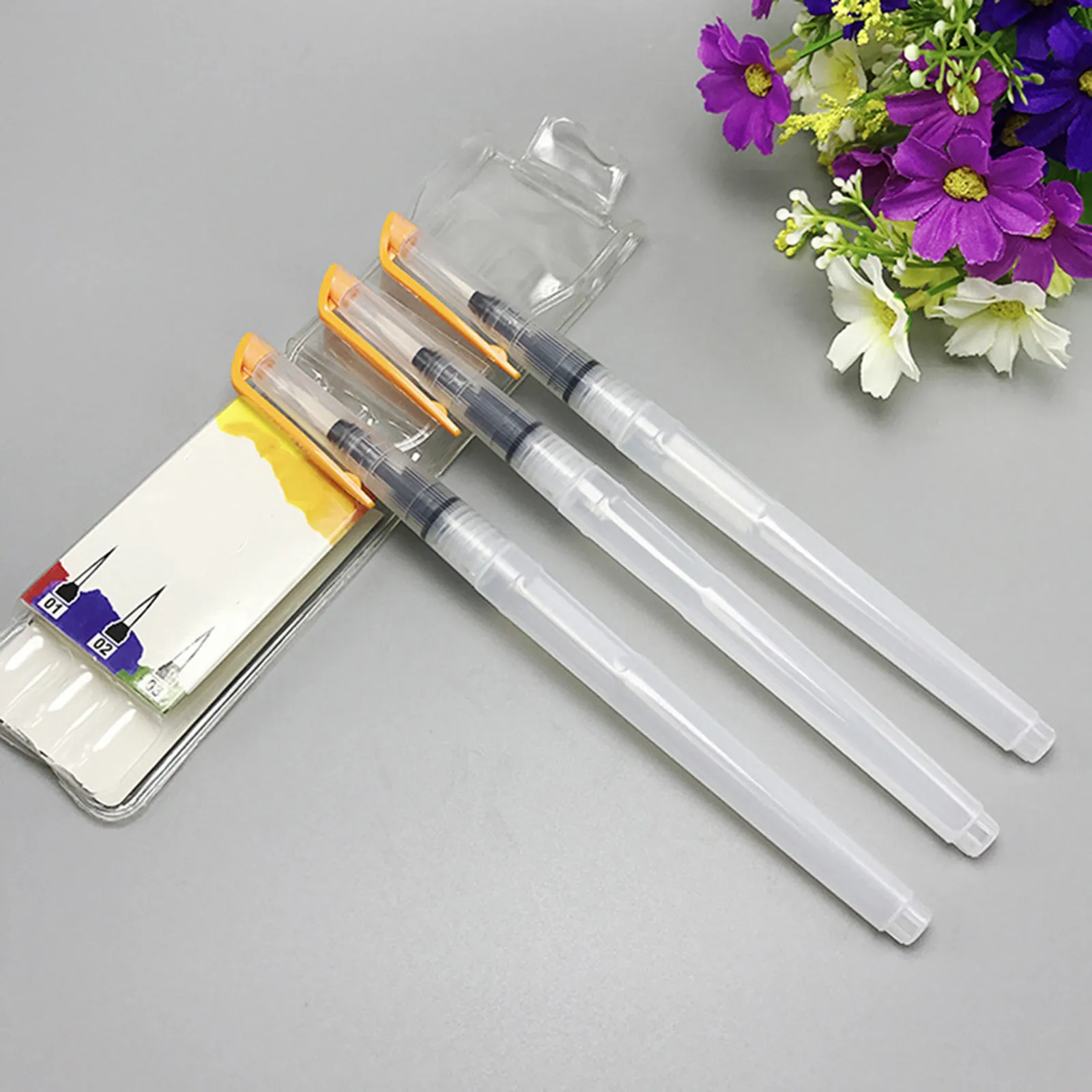 6Pcs Water Color Brush Pens Sensitive Tip Easy Flow Control Water Soluble Painting Tools for Aquash Crayons