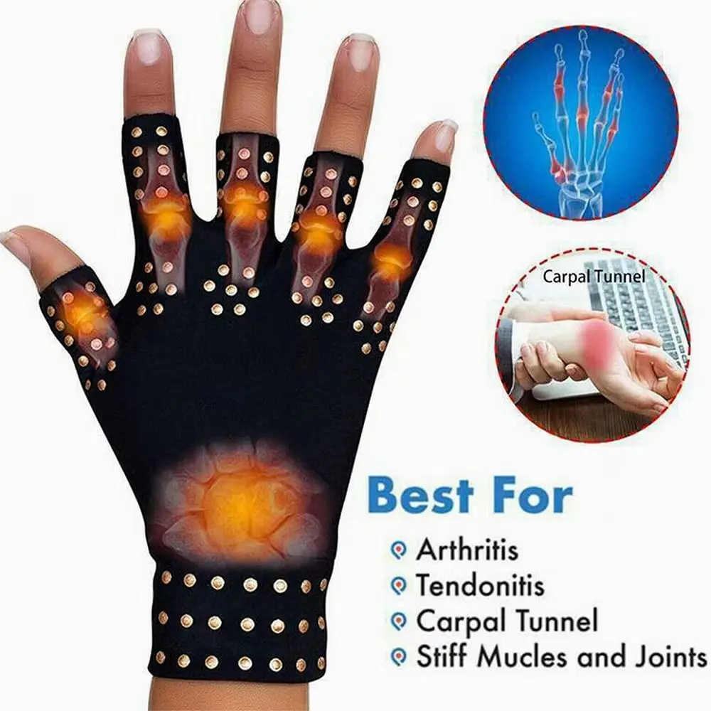 

Arthritis Joint Magnetic Gloves Anti-UV Elastic Arthritis Therapy Gloves Comfortable Exposed Finger Cycling Driving Gloves