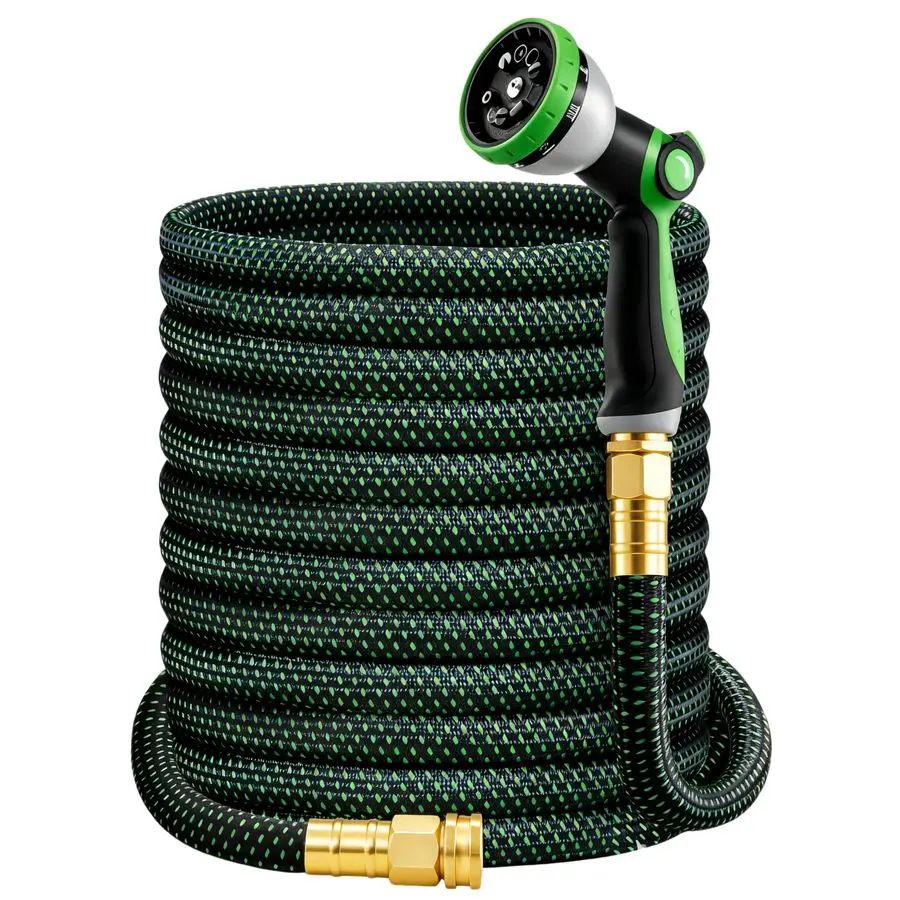 

Садовый шланг 50 футов, нерастягивающийся, с насадкой-распылителем на 10 функций, гибкий легкий водяной шланг для двора, газона, сада