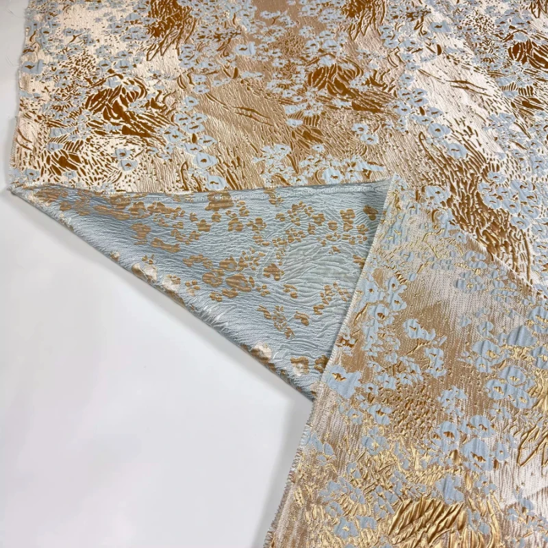 

Ткань жаккардовая L100XW138CM, синяя, с цветочным тиснением, люксовая, для дизайнерской одежды, ципао, женских вечерних платьев, швейная фурнитура