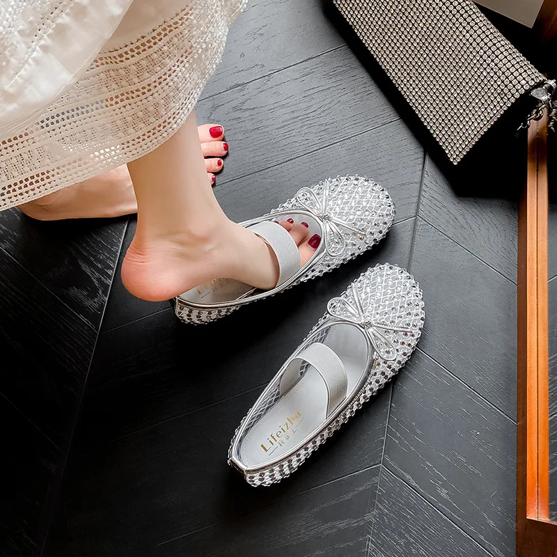 

Women's Flat Sandals Summer 2026 New Style Breathable Mesh Mary Jane Ballet Dance Shoes Slip-On Rubber Sole Anti-Slip Fashion...