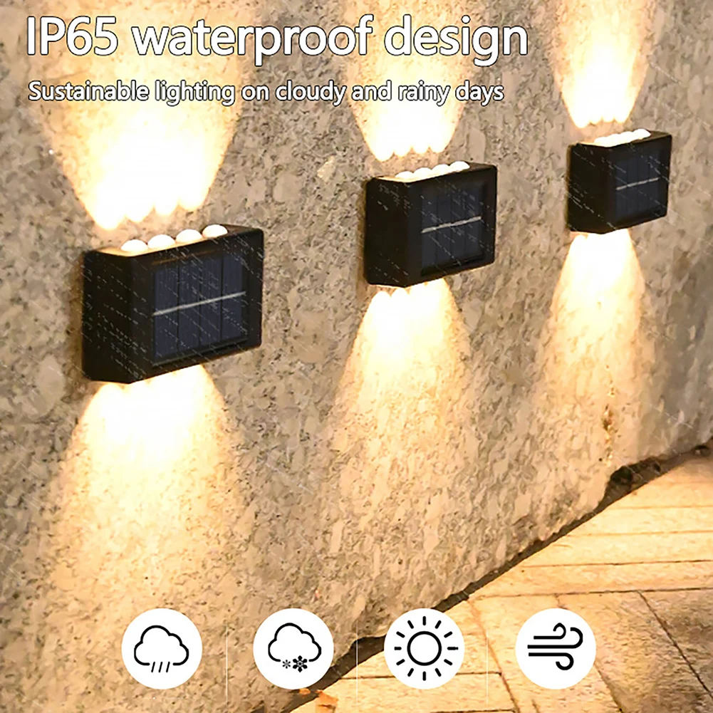 

Solar Lights Outdoor Waterproof Up and Down Luminous Lighting Wall Lamp Garden Decor Porch Stairs Fence Balcony Sunlight Lamps