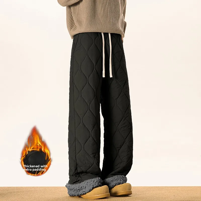 

Мужские зимние утепленные брюки из овечьего вельвета, повседневные, свободного кроя, с широкими штанинами, длинные, в ретро-стиле, удобные, прямого кроя