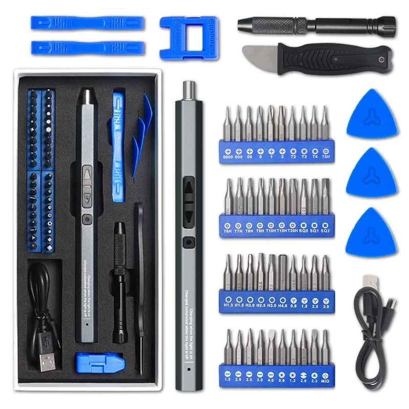 005 Electric Screwdriver Set 50 In 1 Precision Screw Bit Type-C Data Port Screw Driver Kit Household Repair Laptop Power Tool