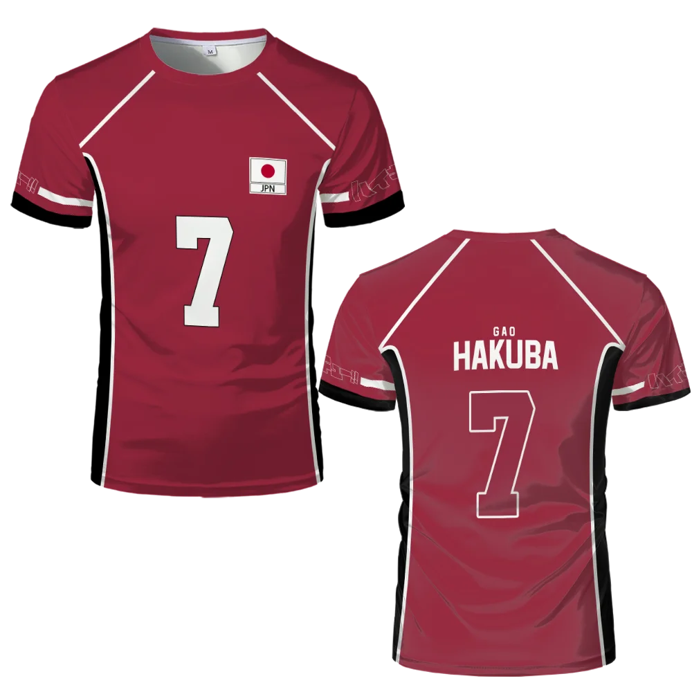 Janpan Anime Haikyuu Fukurodani Red Cosplay T-shirts Cartoon Costume Men's T Shirt Karasuno High School Boys Volleyball Jerseys