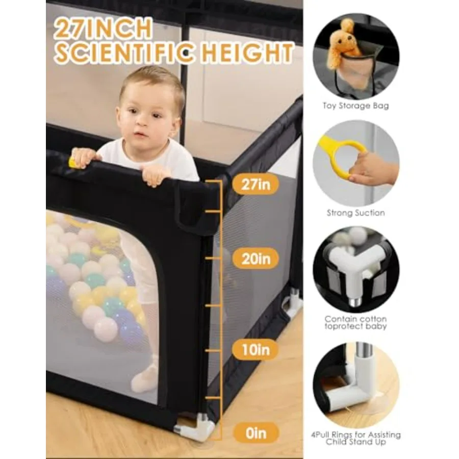 Box per bambini extra large da 71 x 59 per neonati e bambini piccoli Centro attività sicuro con recinzione morbida per giochi Cortile di sicurezza per interni Facile da A