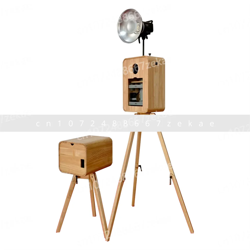 

Портативная машина для фотобудки в стиле ретро с сенсорным экраном из цельного дерева