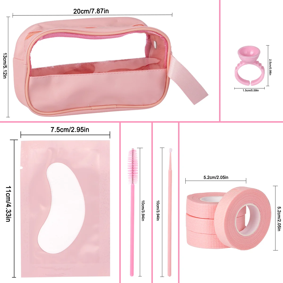 Zestaw do przedłużania rzęs jednorazowe szczoteczki do rzęs różdżki do tuszu do rzęs przepaska na oko aplikator taśma do szczepienia rzęs narzędzie do makijażu