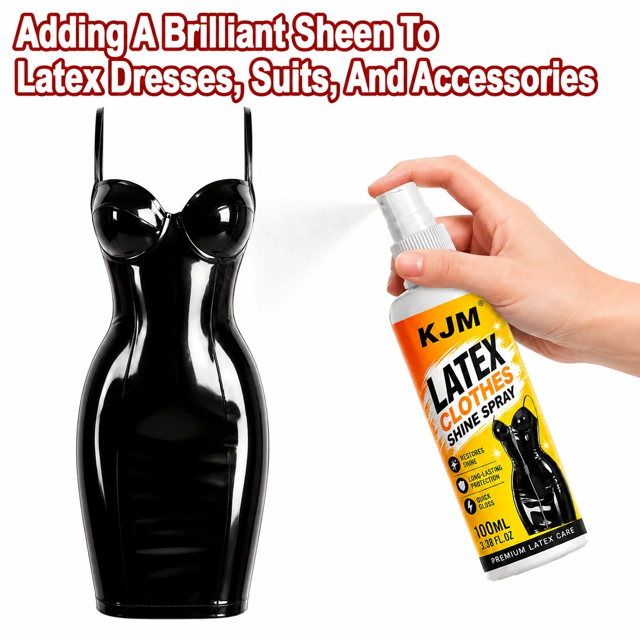 KJM 100ML Latex Costume Shine Spray Rubber Surface Gloss Polish Brightening Agent for Latex Apparel Outfit Luster Renew Care