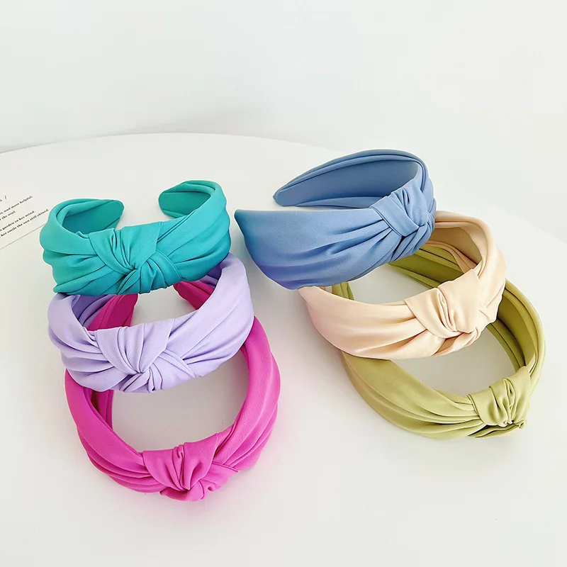 Solid Color Knot Headband Fabric Wide Cross Hair Rope Simple Hairband Elegant Basic Women Hair Accessories