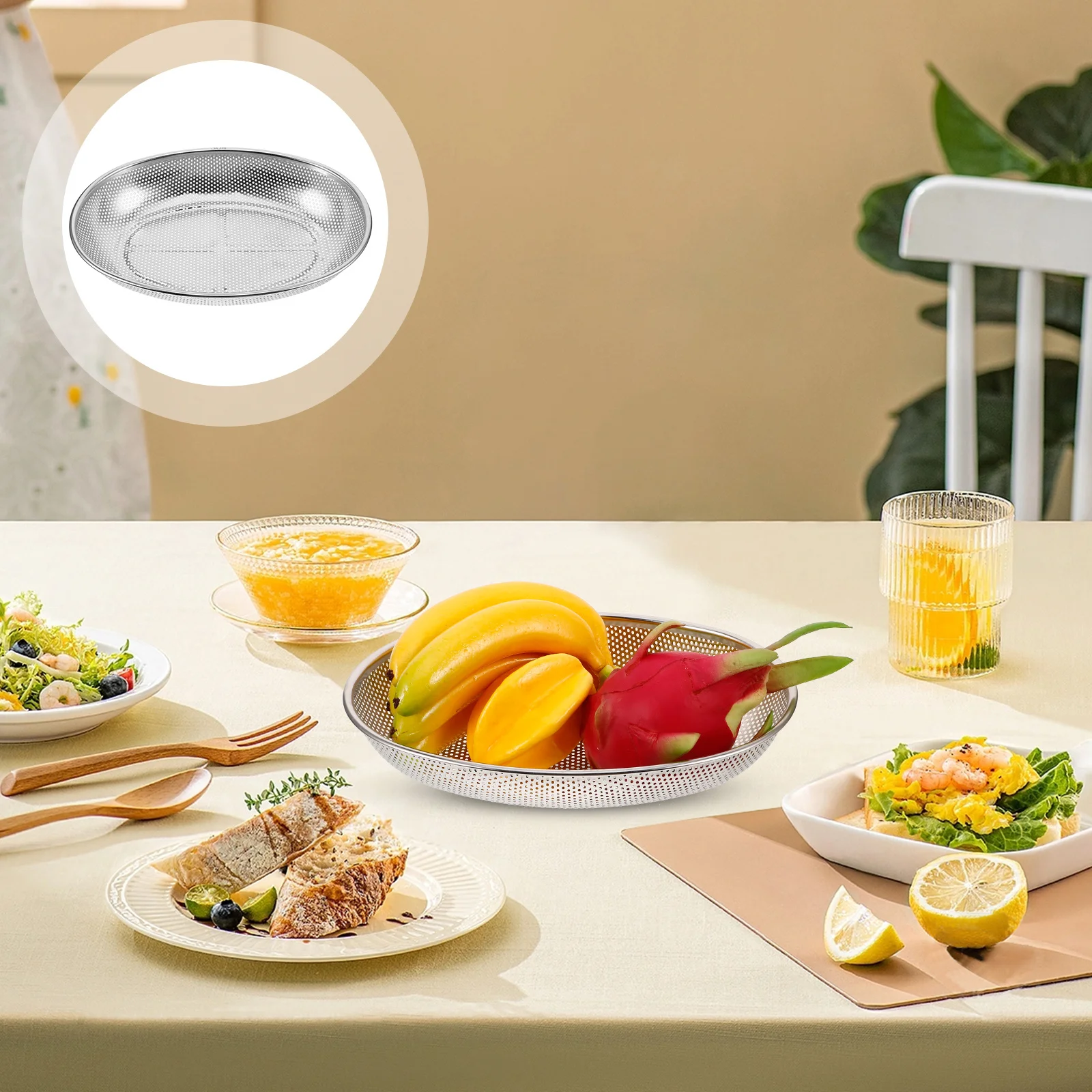 

2Pcs Stainless Steel Silverware Basket Egg-Shaped Utensil Drying Rack Kitchen Organizer Fork Spoon Chopstick Holder Drainage