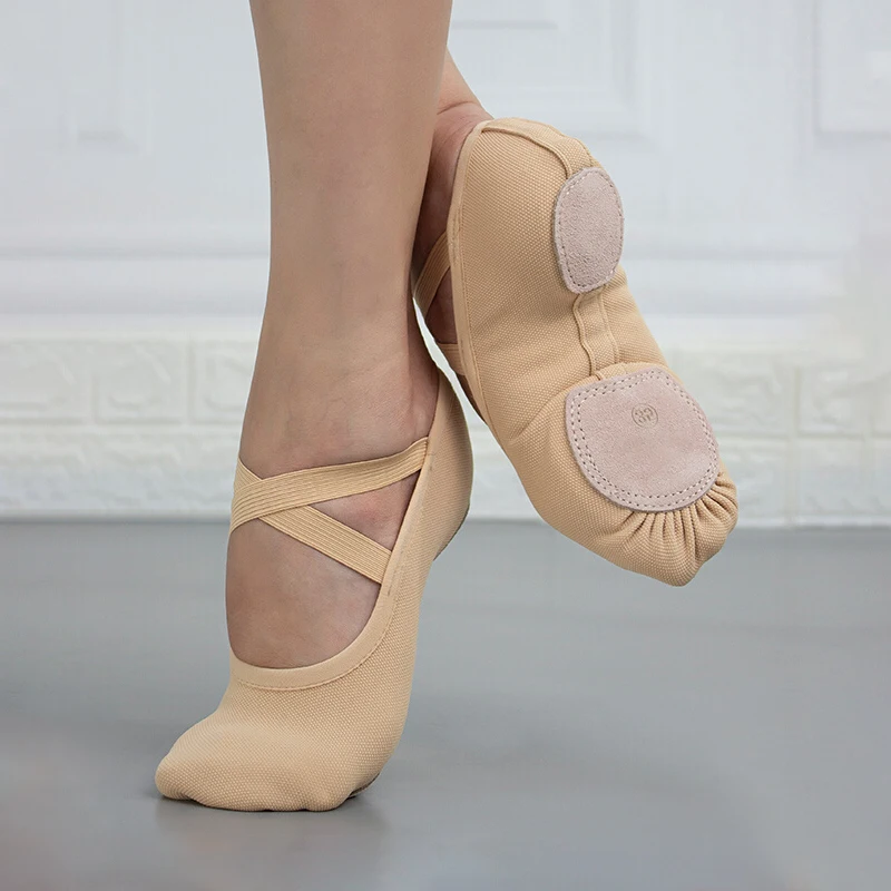 Girls Ballet Shoes Split-Sole Flats Ballet Dance Shoes Crossed Instep Elastics Gymnastics Shoes ﻿Women Men Ballet dancing flats