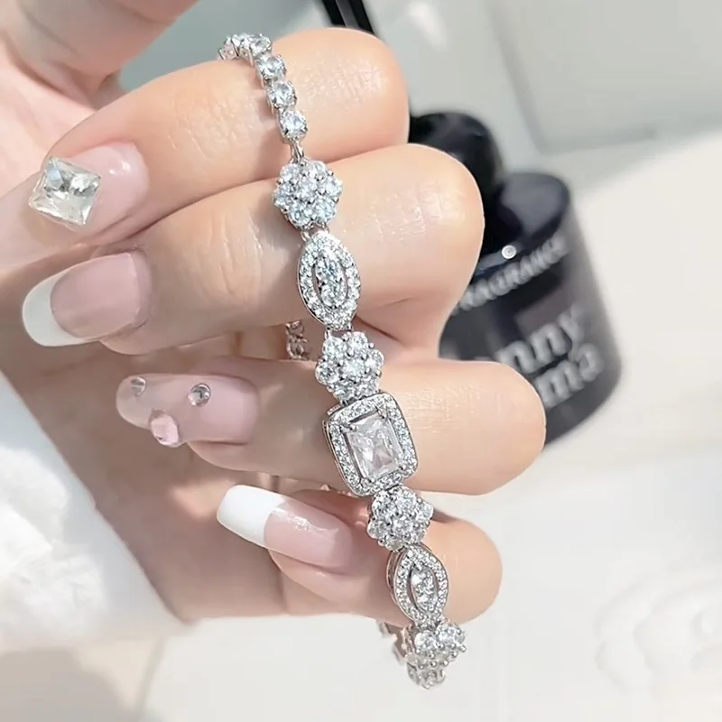 Luxury Pure Platinum PT950 Women's Love Diamond Bracelet Pure Platinum Bracelet Women's Jade Cut Diamond Love Bracelet