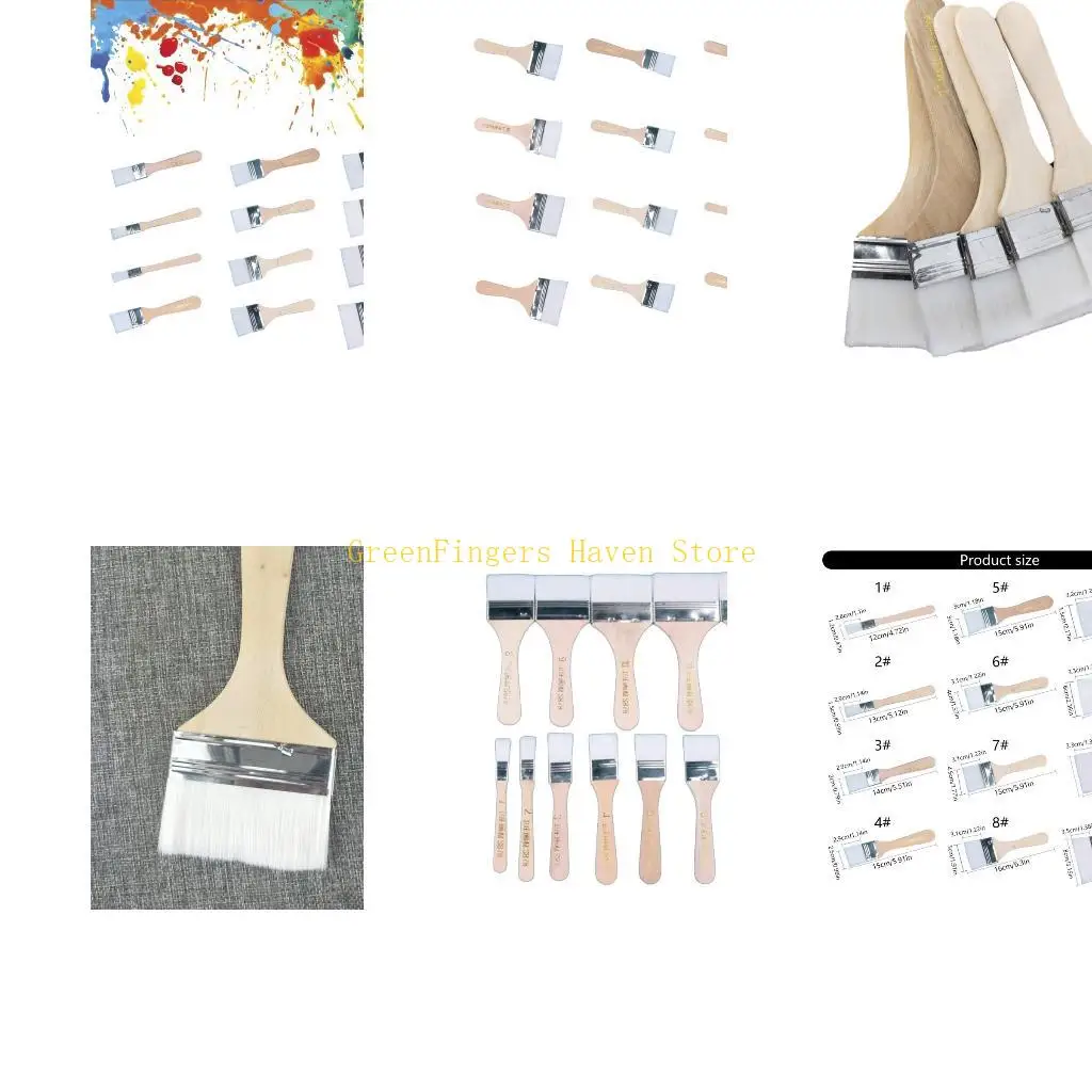 

F68D All Purpose Flat Brush Assortment, 12Pieces, Comfortable Handle Suitable for Oil Painting, Acrylic Canvas Crafting