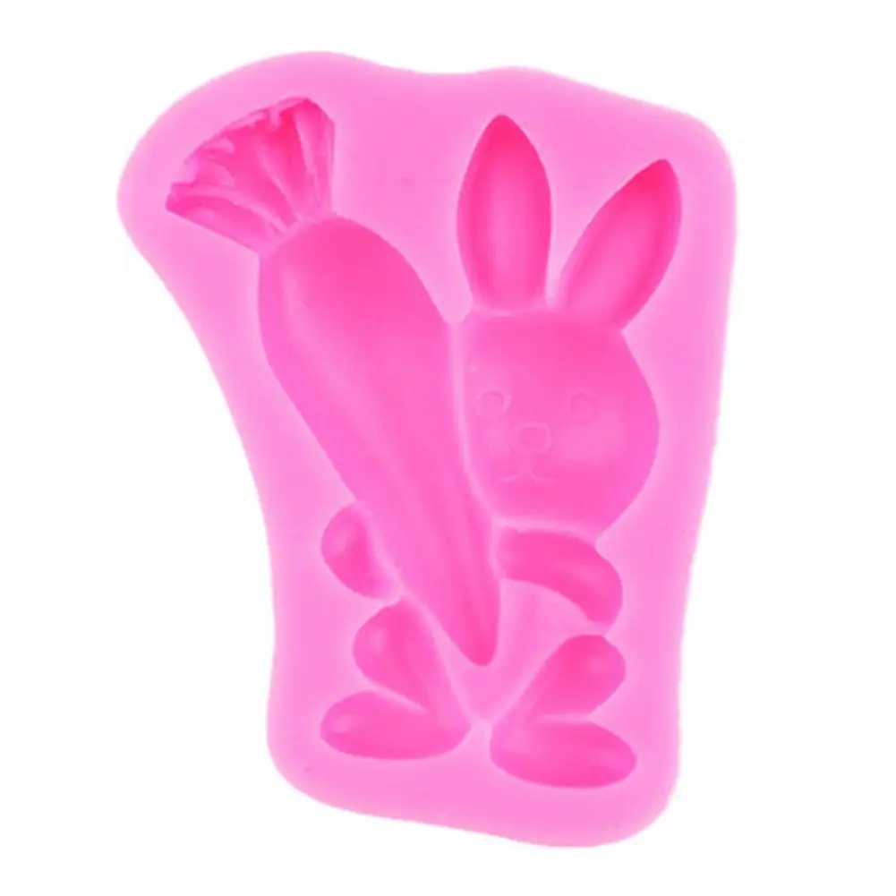 Cute Fondant Mold Easter Theme Silicone Fondant Cake Mold Cookie Cutter Set Rabbit Carrot Non-stick Decorating Moulds for Cake