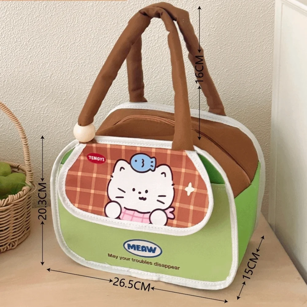 Aluminum Foil Insulated Lunch Box Bag Large Capacity Cute Cat Dogs Pattern Snack Boxes Bag Waterproof Portable Lunch Bag