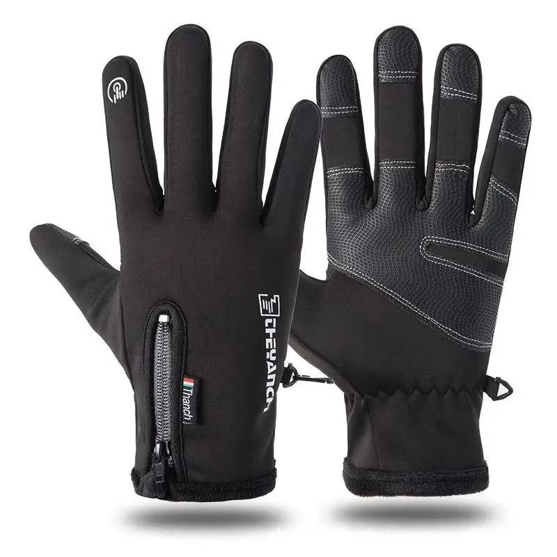 Motorradhandschuhe Winter Thermofleece Gefüttert Kälteschutz Vollfinger Touchscreen Ski Wasserdicht Reit-Zubehör – Detail 4