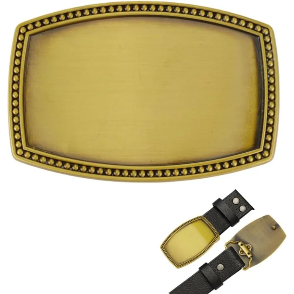 

Replacement Belt Buckle Alloy Western Cowboy Rectangle Belt Buckles Blank Strap Top with Pin Fits 4.4cm Strap