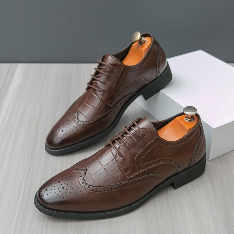 

Роскошные мужские кожаные туфли Brogue. Удобные минималистичные туфли дерби в джентльменском стиле для офиса и вечеринки, размеры 38–46.