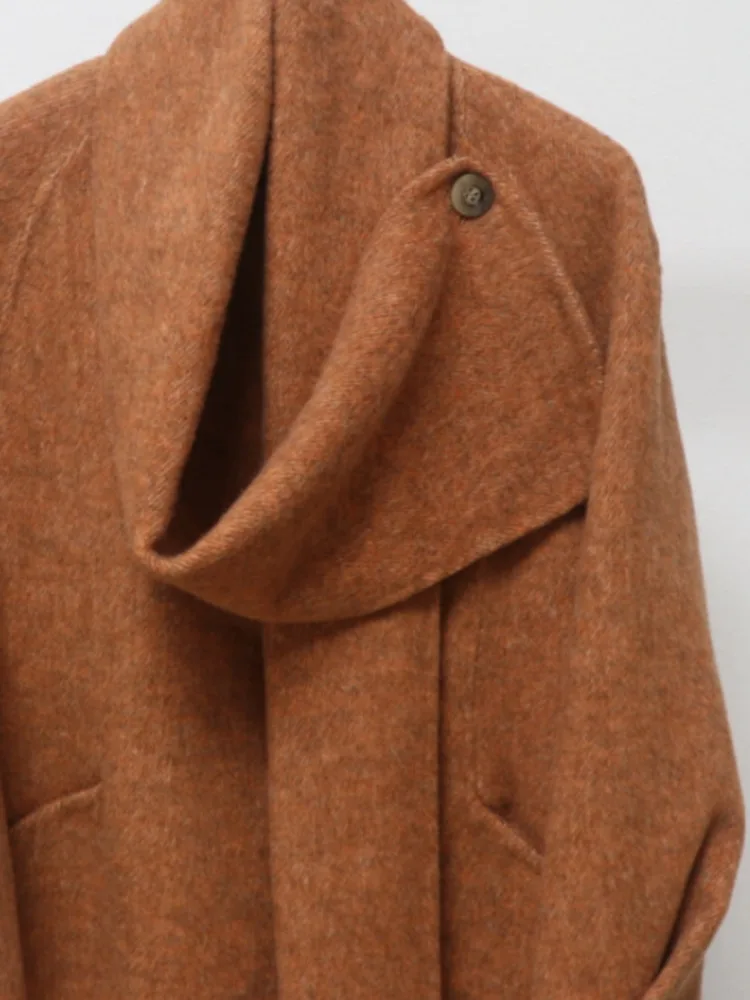 ZMEENNA Hellgrüner, wendbarer langer Mantel aus Wollmischung für Damen mit Kragen, elegante und warme Winteroberbekleidung ZM4082