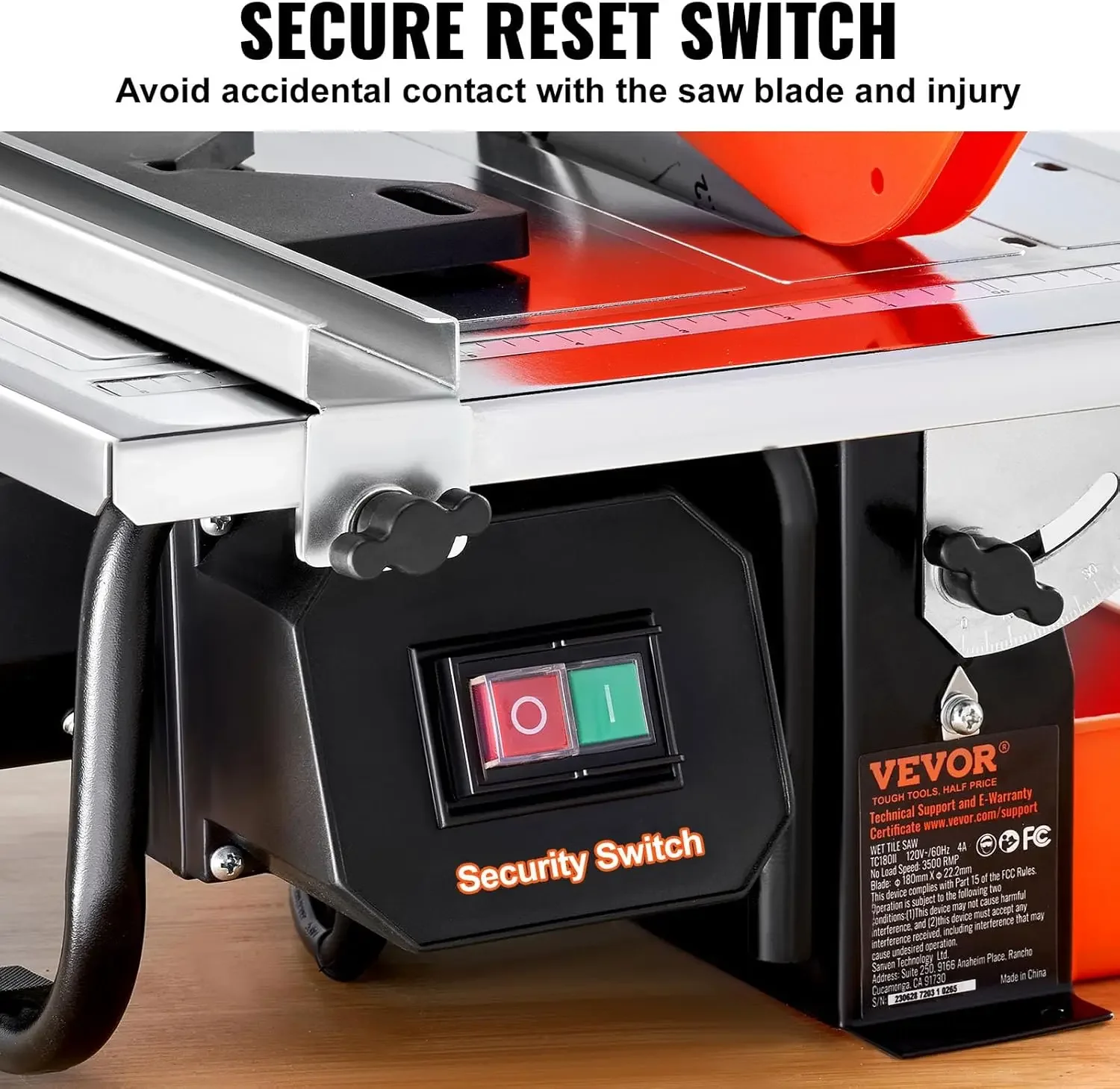 7-inch 65Mn Steel Blade,Wet Tile Saw,3500 RPM Induction Motor,Tile Cutter Wet Saw with Water Reservoir,0-45 Degrees Miter Angle