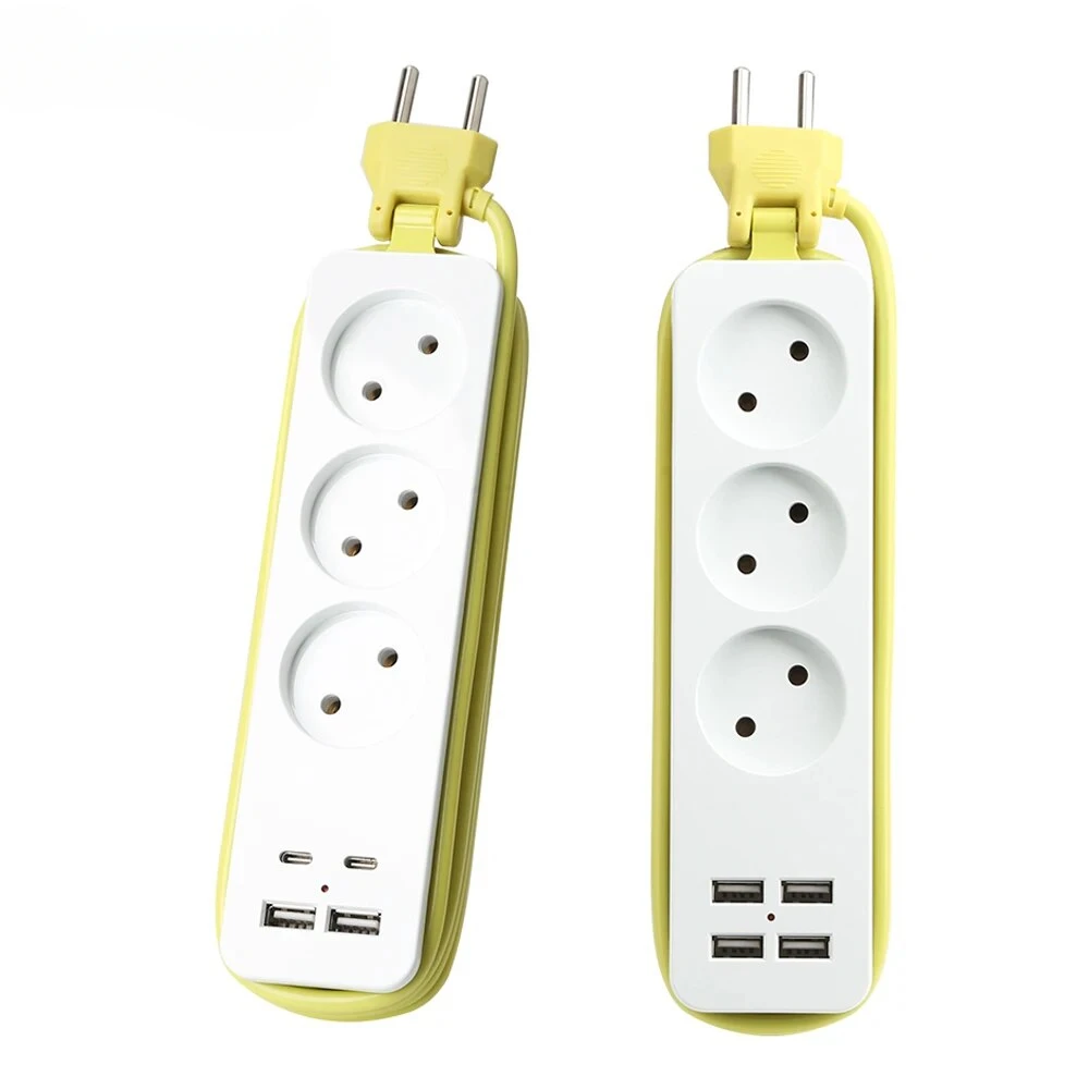 Travel Plug Strip EU Plug AC Outlet Multiprise Power Strip Extension Cord Electrical Socket Network Filter With USB