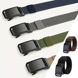 Cinturón informal de nailon con hebilla automática para hombre, cinturón de ocio para exteriores, cinturón de entrenamiento militar para herramientas al aire libre