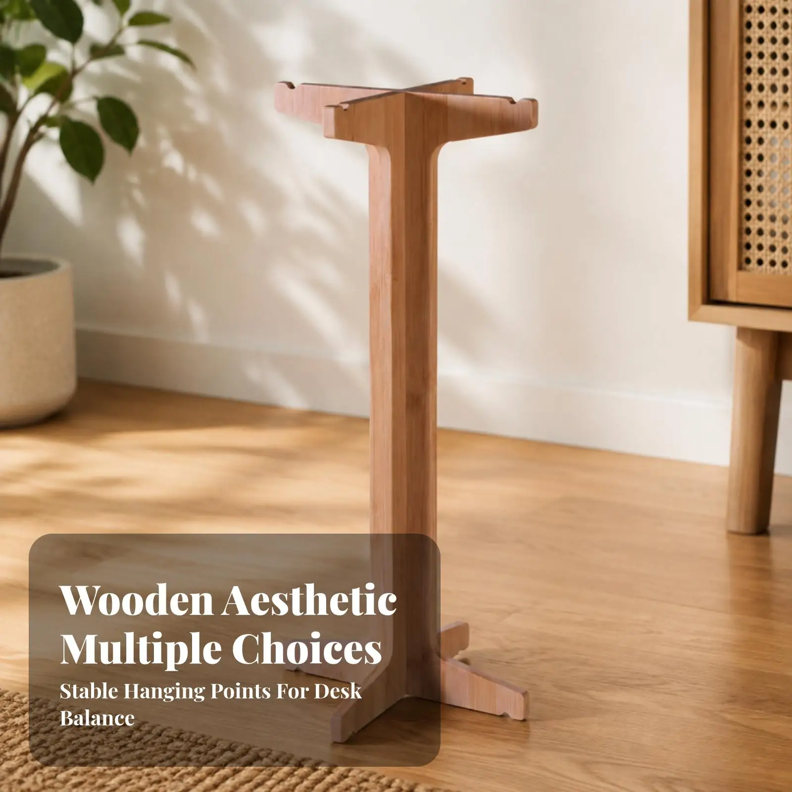 Japanese Wind Chime Stand for Garden Bamboo Wooden Display Holder Rack for Patio Hanging Windchimes Freestanding Outdoor Support