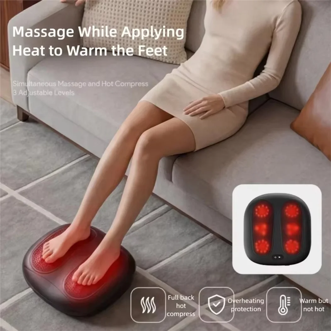 Electric Shiatsu Foot Massager with Heating Deep Tissue Kneading Foot Massage Machine for Calf Feet Relaxation Portable Use Gift