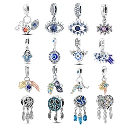 925 Silver Feather Dream Catcher Eye Boutique Pendant Fit Pandora Original Bracelet Charm Beads Necklace Diy Female Jewelry