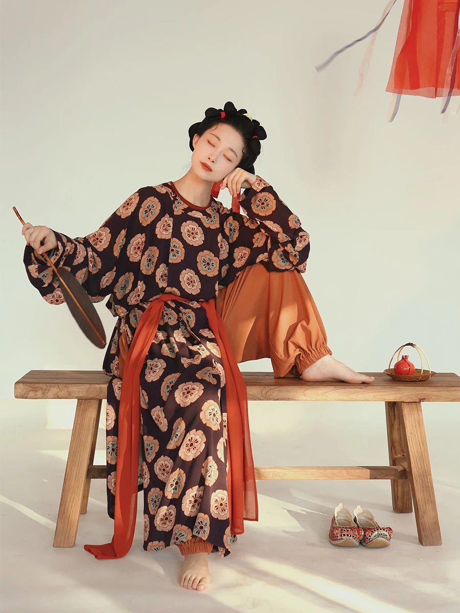 

Женский топ Round Ne Tang Sle Hanfu Original, улучшенный, свободного кроя, средней длины, традиционная китайская одежда для повседневной носки