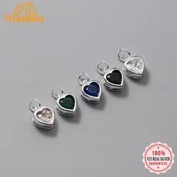 TrustDavis Real 925 Sterling Silver Sweet Romantic Colour CZ Heart Pendant Handmade DIY Necklace Accessories Fine Jewelry HY850