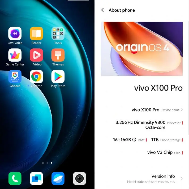 정품 Vivo X100 Pro 휴대폰 치수 9300, 50.0MP 카메라, 100W 충전, 6.78 인치 AMOLED 스크린, 안드로이드 14.0 OTA NFC