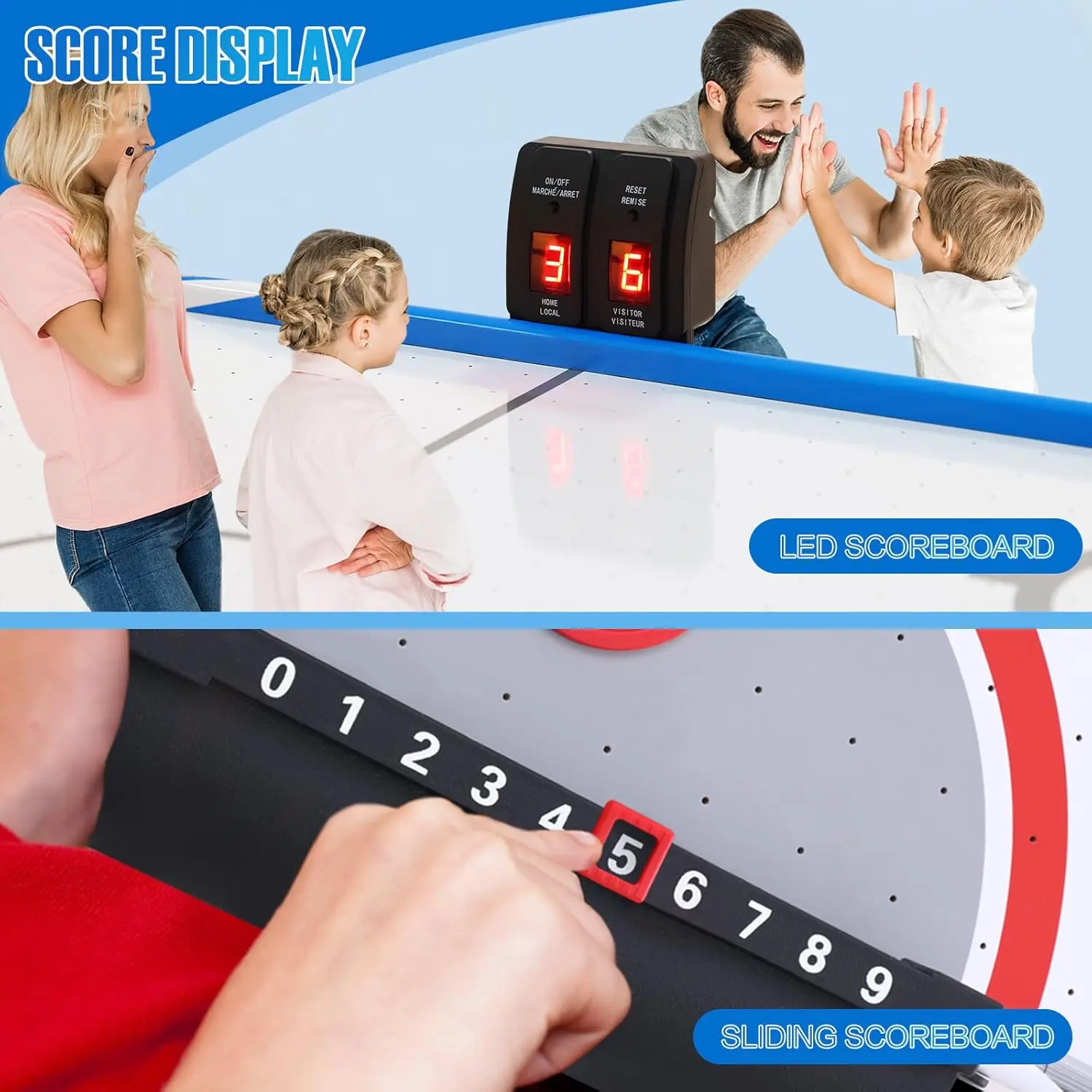 48 Inch Air Hockey Tafel Voor Kinderen En Volwassenen, Draagbare Air Hockey Spel Tafel Met Led Scorebord, 2 Pucks, 2 Pushers, Krachtige 12V Mot