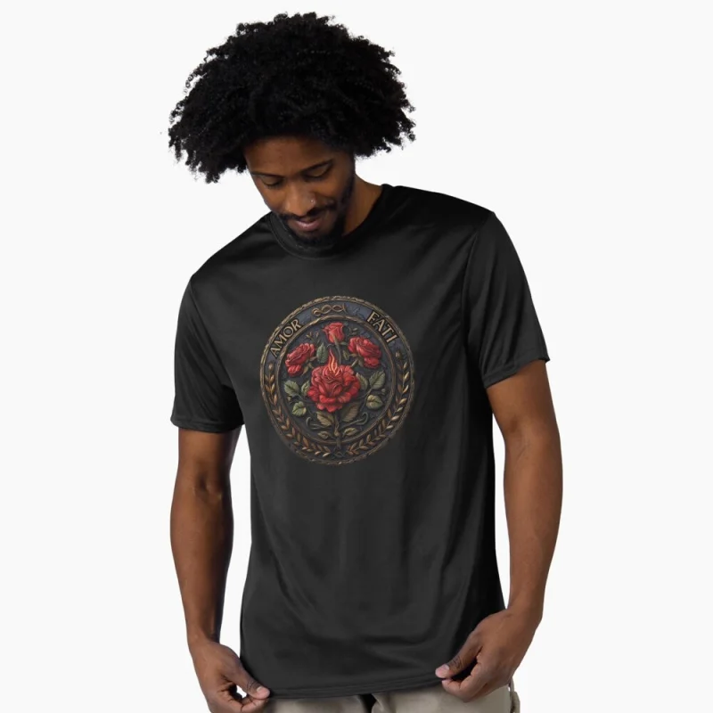 Rose & Flame 0331 Amor fati stoic philosophy Gift t shirt for men 100% cotton printed Graphic Clothes Large size Tops S-6XL