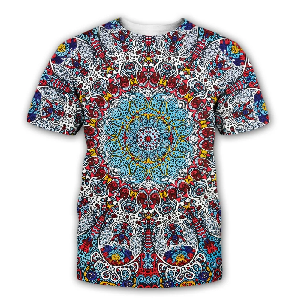 Mysterious Symbols New Fashion Trippy T-shirt Glow in the Dark 3D Psychedelic Printed Men  Short Sleeves Summer Streetwear