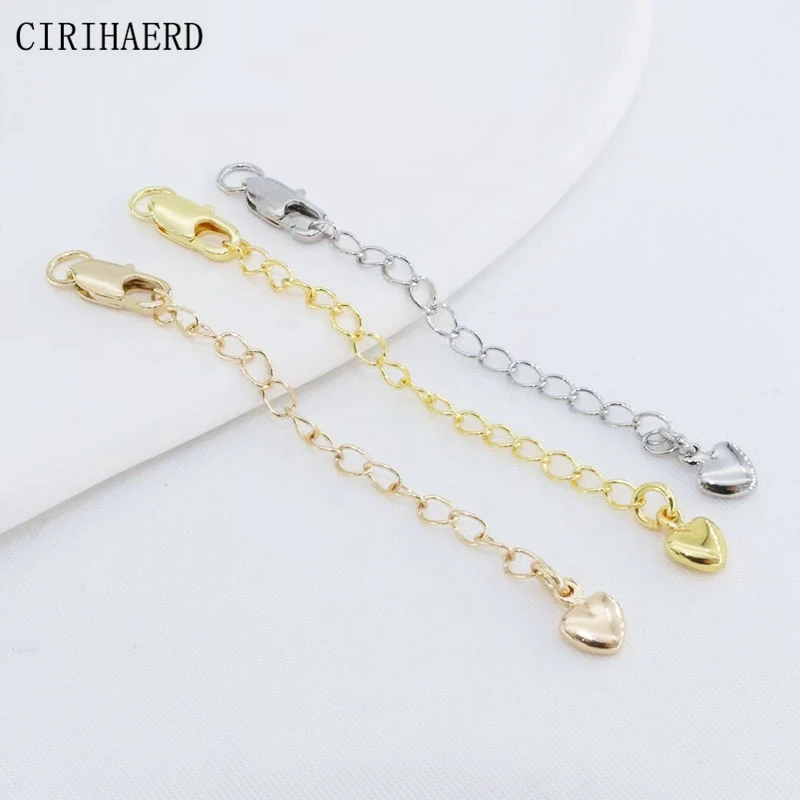 

Extension Chains 14K Gold Plated Fishtail Clasps Love Heart Pendants DIY Woman Necklace Bracelet Jewelry Accessories Tail Chain