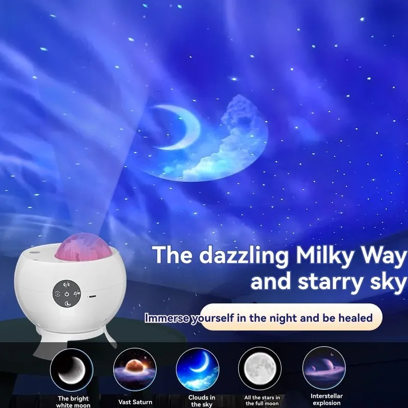 A85M Starry Sky Projector Lamp Featuring Bluetooth Speaker, USB Rechargeable Functionality, And Integrated Music Player