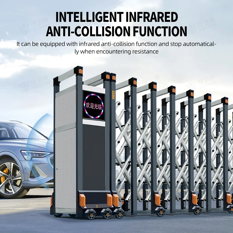custom.Modern Retractable Gate Aluminium Manual Remote Control Telescopic Sliding Gate Schools Industrial Park
