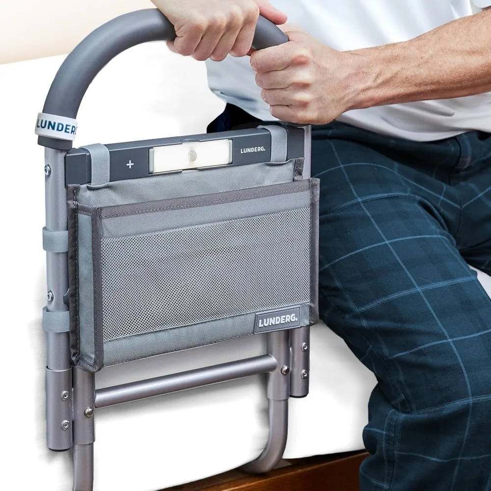 

Bed Rails for Elderly Adults Safety - with Motion Light, Storage Pocket & Non-Slip Handle Bar - Bed Railings for Seniors & Surg