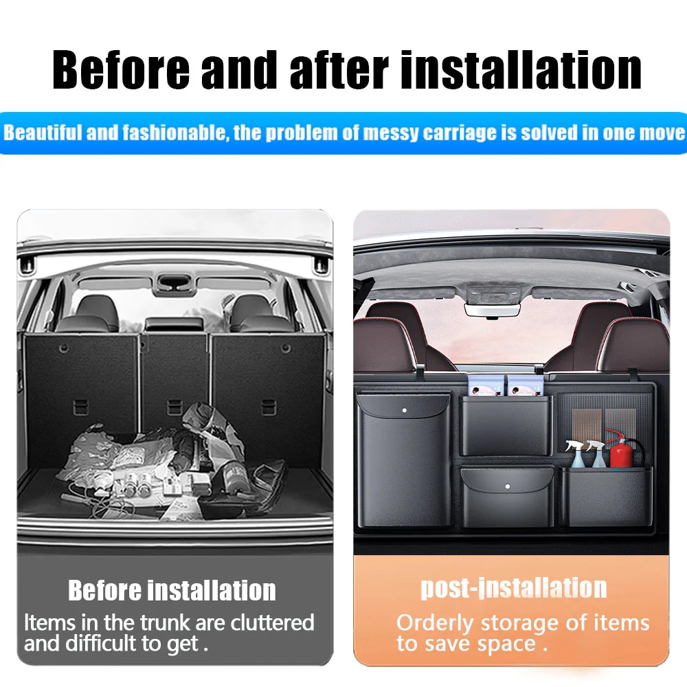 

For Tesla All Model Y/3 &other brands Trunk PU Leather Storage Bag big Capacity Hanging Organizer Practical Car Backseat Pocket